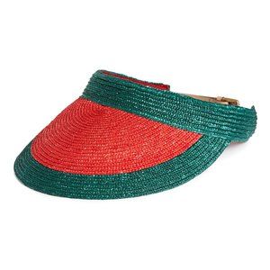 Gucci Manuel Straw Visor in Green